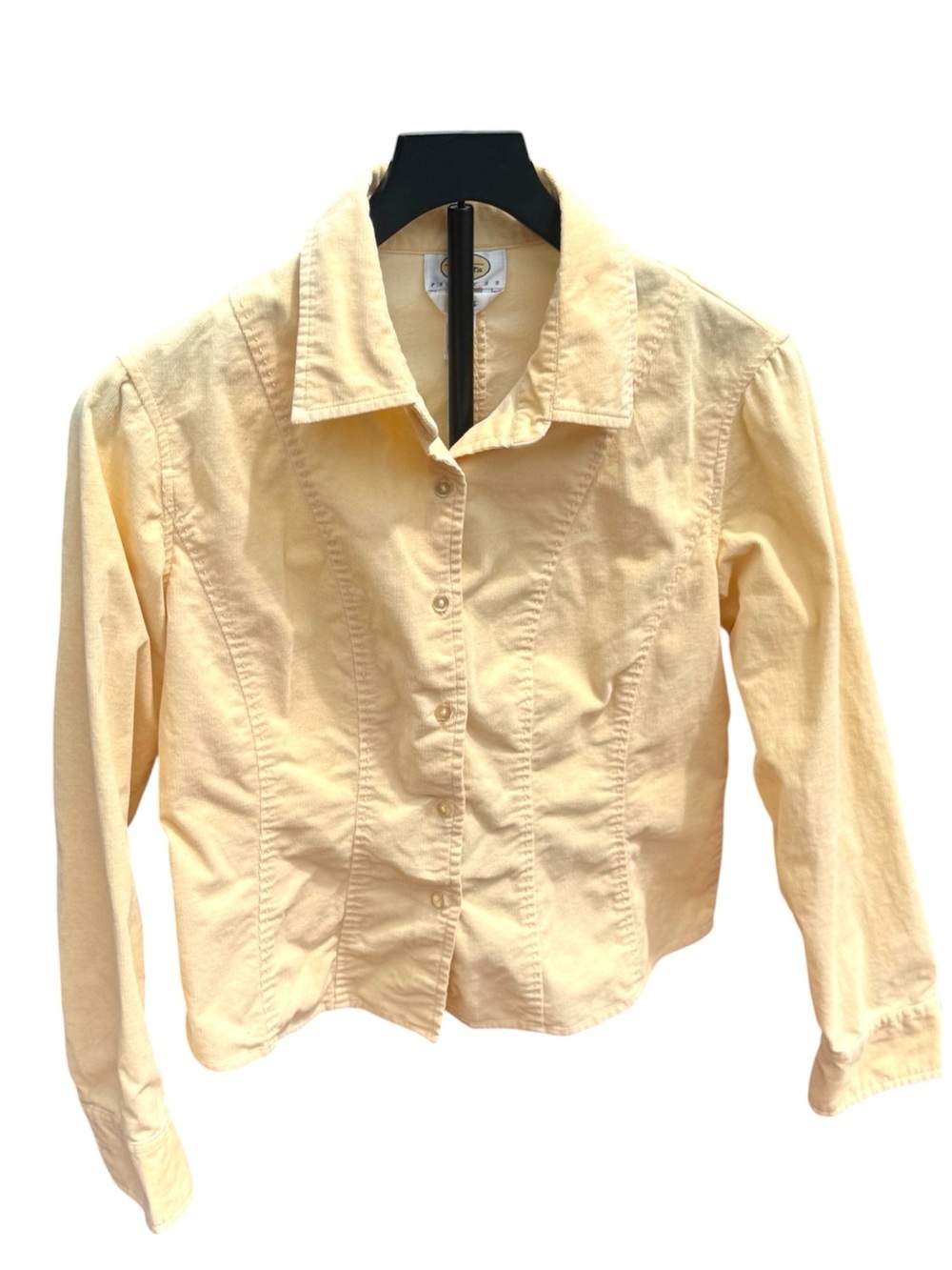 Talbots Petites Yellow Button Front Collared Blouse Preppy Cottagecore Top - Picture 5 of 7